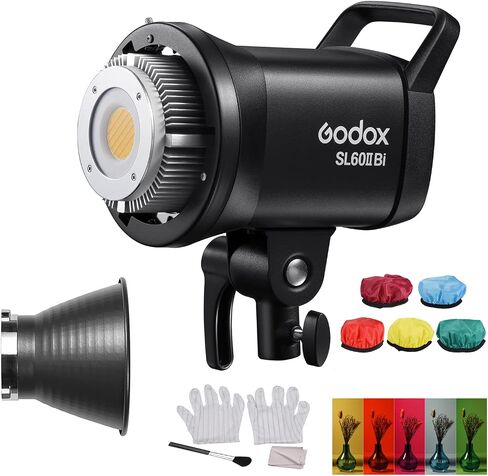 Godox SL60IIBi Portable Studio LED Video Light 75W Photography Fill Light 2800K-6500K Built-in 11 FX Lighting Effects APP/2.4G Wireless/On-Board Control +Light Soft Diffuser Cloth Kit for Photography in Saudi Arabia