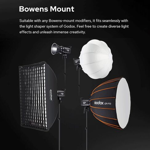 Godox SL60IIBi Portable Studio LED Video Light 75W Photography Fill Light 2800K-6500K Built-in 11 FX Lighting Effects APP/2.4G Wireless/On-Board Control +Light Soft Diffuser Cloth Kit for Photography in Saudi Arabia