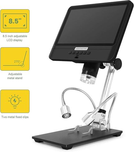 مجهر رقمي AD208 من أندونستار مع شاشة LCD قابلة للتعديل 8.5 بوصة لمجموعة العملات المعدنية، إصلاح PCB ولحام SMT/SMD in Kuwait