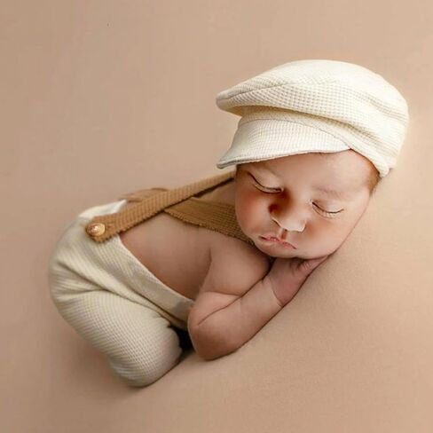Holibeat Newborn Boy Photography Props Baby Boy Photo Shoot Outfits Infant Gentleman Romper Suits with Hat in Saudi Arabia