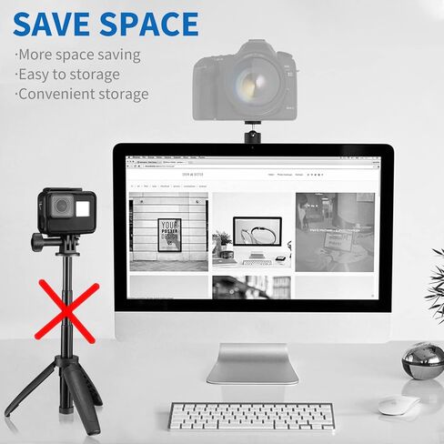 حامل كاميرا شاشة LenTok DSLR مع كوب شفط قوي، حامل شاشة كاميرا ويب للكمبيوتر المحمول، متوافق مع كاميرا Canon Nikon Sony Fuji SLR بدون مرآة للبث المباشر لمؤتمرات الفيديو على YouTube in Kuwait