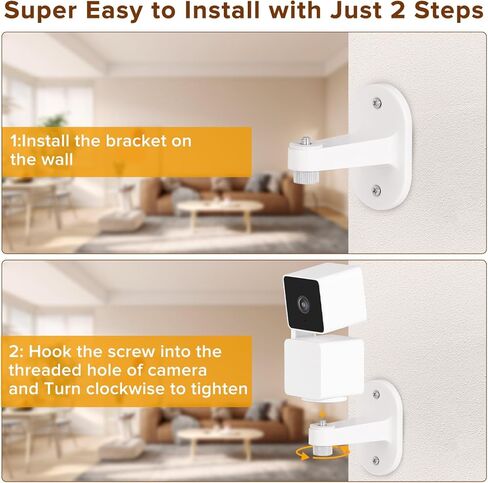 CaGuan 2Pack دعامة تثبيت على الحائط لـ Wyze Cam Pan V3، Wyze Cam Pan V2، دعامة تثبيت لاصقة قابلة للتعديل بزاوية 360 درجة لنظام كاميرا لاسلكية داخلي خارجي من Wyze، سهلة الإعداد في خطوتين فقط in Kuwait
