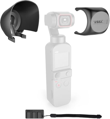 CAPART 3in1 Kit Lens ظلة + غطاء عدسة + حامل محول مع حبل يد لـ DJI Pocket 2، غطاء حماية للعدسة حامل عصا تحكم صغير in Saudi Arabia