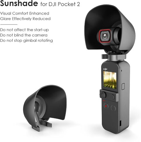 CAPART 3in1 Kit Lens ظلة + غطاء عدسة + حامل محول مع حبل يد لـ DJI Pocket 2، غطاء حماية للعدسة حامل عصا تحكم صغير in Saudi Arabia