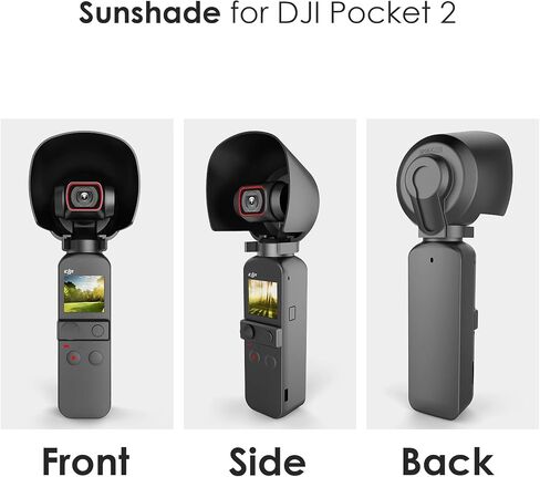 CAPART 3in1 Kit Lens ظلة + غطاء عدسة + حامل محول مع حبل يد لـ DJI Pocket 2، غطاء حماية للعدسة حامل عصا تحكم صغير in Saudi Arabia