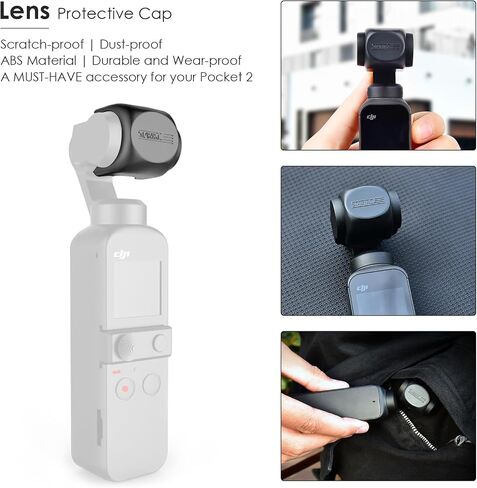 CAPART 3in1 Kit Lens ظلة + غطاء عدسة + حامل محول مع حبل يد لـ DJI Pocket 2، غطاء حماية للعدسة حامل عصا تحكم صغير in Saudi Arabia