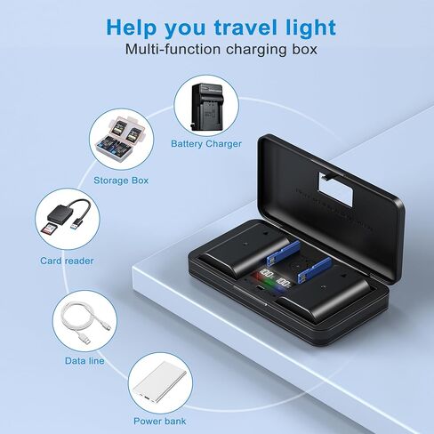 شاحن بطارية EN-EL15 مع قارئ بطاقات (باستثناء البطاريات) متوافق مع كاميرا Nikon Z6 Z7 V1D 750D 7500D 850D 7000Db7100D 7200D 500D 780D 600D 610D 800D 810D 810a in Kuwait