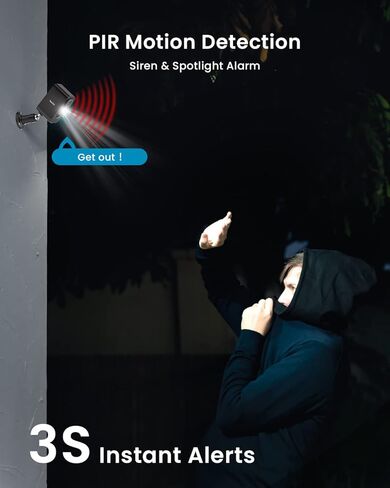 كاميرات مراقبة لاسلكية في الهواء الطلق من ieGeek، كاميرا أمان WiFi تعمل بالبطارية 2K 3MP، عبوتان مع أضواء كاشفة وإنذار صفارات الإنذار، صوت ثنائي الاتجاه، رؤية ليلية ملونة، متوافقة مع Alexa in Kuwait