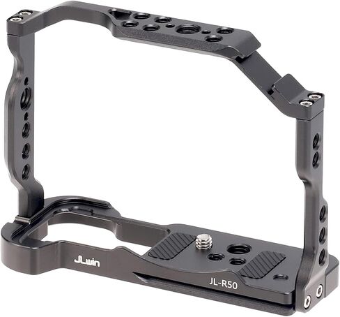 قفص JLWIN r50 لكاميرا Canon R50، لوحة تحرير سريعة لـ Arca-Swiss، فتحات لولبية 1/4 بوصة و3/8 بوصة وحامل حذاء بارد للملحقات in Kuwait