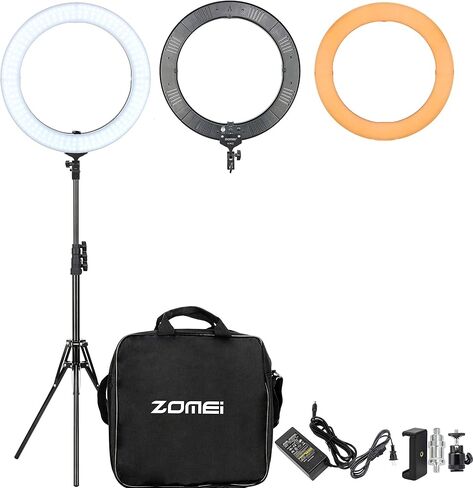 ZOMEI 18 بوصة LED ضوء حلقة خافت مع حامل، فلتر ألوان دافئ للتصوير الفوتوغرافي في الاستوديو، مكياج التجميل، بث مباشر، فيديو يوتيوب، متوافق مع الهاتف الذكي والكاميرا in Kuwait