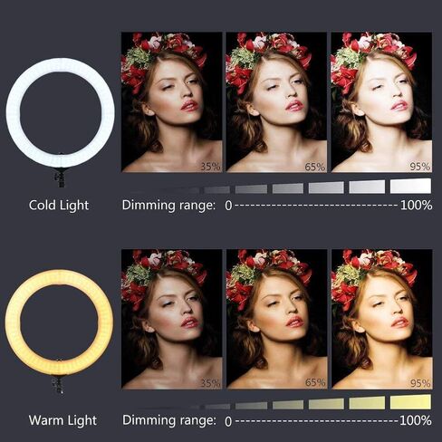 ZOMEI 18 بوصة LED ضوء حلقة خافت مع حامل، فلتر ألوان دافئ للتصوير الفوتوغرافي في الاستوديو، مكياج التجميل، بث مباشر، فيديو يوتيوب، متوافق مع الهاتف الذكي والكاميرا in Kuwait