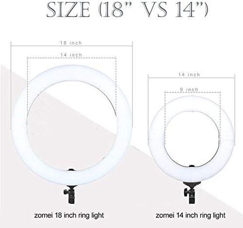 ZOMEI 18 بوصة LED ضوء حلقة خافت مع حامل، فلتر ألوان دافئ للتصوير الفوتوغرافي في الاستوديو، مكياج التجميل، بث مباشر، فيديو يوتيوب، متوافق مع الهاتف الذكي والكاميرا in Kuwait