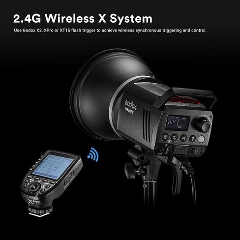 فلاش استوديو Godox MS300V MS300-V بقدرة 300 وات، فلاش نظام X لاسلكي 2.4 جيجا، مع مصباح تشكيل مطور، حامل Bowens Monolight مع مشغل فلاش لاسلكي Godox XProII-F متوافق مع كاميرا Fuji Fujifilm in Saudi Arabia