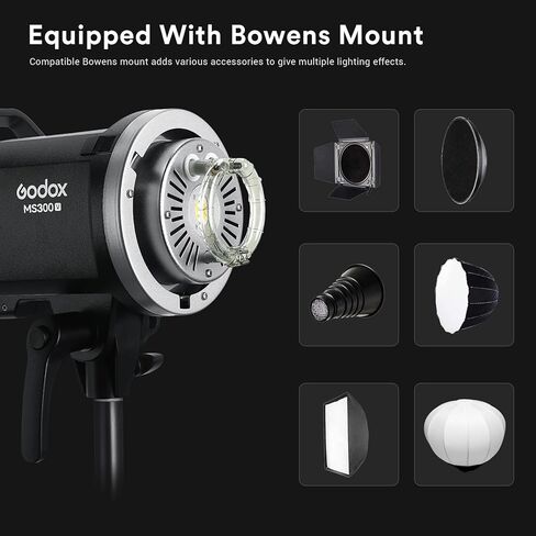 فلاش استوديو Godox MS300V MS300-V بقدرة 300 وات، فلاش نظام X لاسلكي 2.4 جيجا، مع مصباح تشكيل مطور، حامل Bowens Monolight مع مشغل فلاش لاسلكي Godox XProII-F متوافق مع كاميرا Fuji Fujifilm in Saudi Arabia