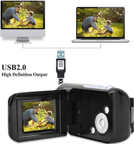 كاميرا فيديو رقمية عالية الدقة 16X، كاميرا فيديو رقمية محمولة للأطفال مع شاشة TFT LCD ملونة مقاس 2 بوصة مناسبة للتمرين/ركوب الدراجات/تسلق الجبال/الجري (أسود) in Kuwait