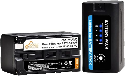 بطارية Pickle Power NP-F750، عبوتان NP-F770 بطارية 5200 مللي أمبير في الساعة مع مؤشرات طاقة LED وشاحن مزدوج لسوني NP-F970 F750 F960 F530 F570 CCD-SC55 TR516 TR716، لإضاءة فيديو YONGUO Godox LED in Kuwait