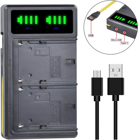 بطارية Pickle Power NP-F750، عبوتان NP-F770 بطارية 5200 مللي أمبير في الساعة مع مؤشرات طاقة LED وشاحن مزدوج لسوني NP-F970 F750 F960 F530 F570 CCD-SC55 TR516 TR716، لإضاءة فيديو YONGUO Godox LED in Kuwait