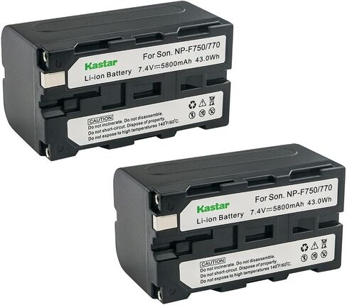 Kastar 2-Pack NP-F770 بطارية 7.4V 5800mAh بديلة لـ NP-F330 NP-F550 NP-F570 NP-F730 NP-F750 NP-F770 NP-F780Exp NP-F930 NP-F950 NP-F960 NP-F970 NP-F970Pro بطارية NP-F980 NP-F990 in Saudi Arabia