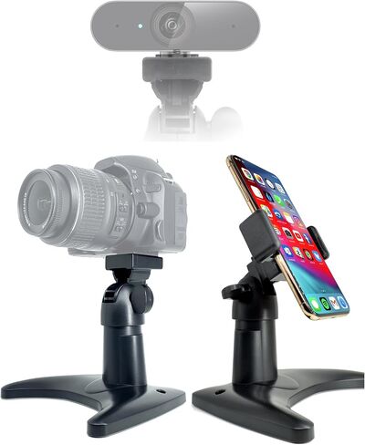 حامل ثلاثي للكاميرا الصغيرة لسطح المكتب من VAUBORTTI، مع حامل هاتف، مناسب لـ GoPro، حامل ثلاثي لكاميرا ويب جهاز عرض الطاولة، يتميز بلوحة سريعة الفك. in Kuwait