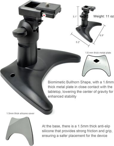 حامل ثلاثي للكاميرا الصغيرة لسطح المكتب من VAUBORTTI، مع حامل هاتف، مناسب لـ GoPro، حامل ثلاثي لكاميرا ويب جهاز عرض الطاولة، يتميز بلوحة سريعة الفك. in Kuwait