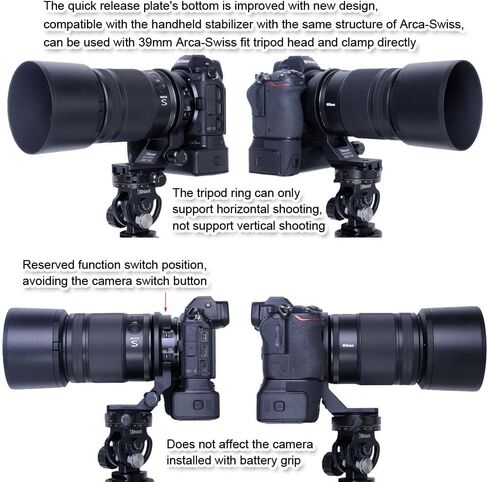 طوق عدسة iShoot ثلاثي القوائم متوافق مع Nikon Nikkor Z 135 مم F1.8 S Plena، Z 85 مم F1.2 S & Z MC 105 مم f/2.8 VR S، لوحة تحرير سريعة تدعم ARCA-Swiss Fit Tripod Head Clamp Stabilizer in Saudi Arabia