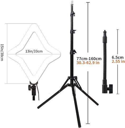 48 وات 15 بوصة 3200k-5500k التصوير الفوتوغرافي LED على شكل نجمة، يستخدم لصور السيلفي التجميلية والمكياج، البث المباشر لفيديو يوتيوب، وشم تمديد الرموش in Kuwait