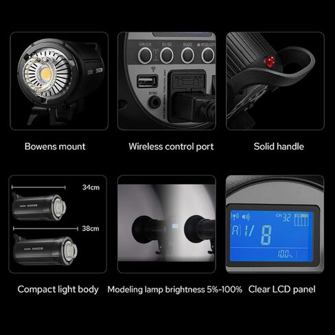 Godox SK400IIV SK400II-V + XProII-N Trigger for Nikon, 400Ws Strobe Studio Flash GN65 5600K 2.4G with LED Modeling Lamp Bowens Mount Monolight for Studio, Portrait Photography with 60x90CM Softbox in Kuwait