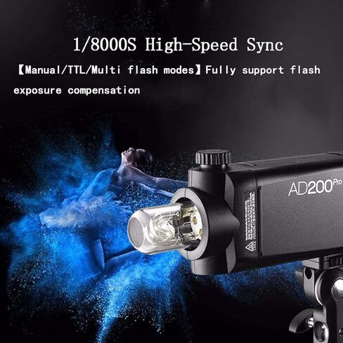 Godox AD200Pro TTL 2.4G HSS 1/8000s Pocket Flash Light Double Head 200Ws with 14.4V/2900mAh Lithium Battery and Godox XPro-S Flash Trigger in Saudi Arabia