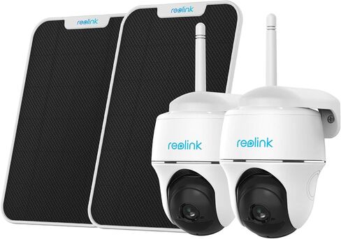 REOLINK Argus PT+لوحة شمسية - كاميرا تعمل بالطاقة الشمسية قابلة للإمالة 2K في الهواء الطلق لاسلكية لأمن المنزل، لا حاجة إلى محور، رؤية ليلية 2K، كشف ذكي، صوت ثنائي الاتجاه، دعم Alexa/Google Assistant (عبوتان) in Kuwait