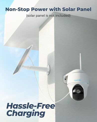REOLINK Argus PT+لوحة شمسية - كاميرا تعمل بالطاقة الشمسية قابلة للإمالة 2K في الهواء الطلق لاسلكية لأمن المنزل، لا حاجة إلى محور، رؤية ليلية 2K، كشف ذكي، صوت ثنائي الاتجاه، دعم Alexa/Google Assistant (عبوتان) in Kuwait