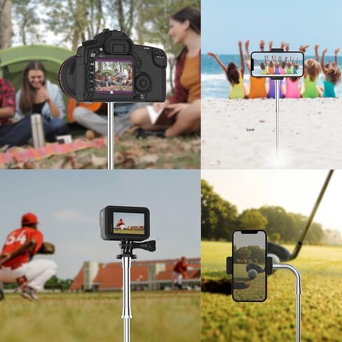 Ground Spike Stake Mount for Camera Phone Gopro, Outdoor Height Adjustable Smartphone Pole Stand, Travel Phone Tripod for Golf Swing Camping Beach Video Recording in Kuwait