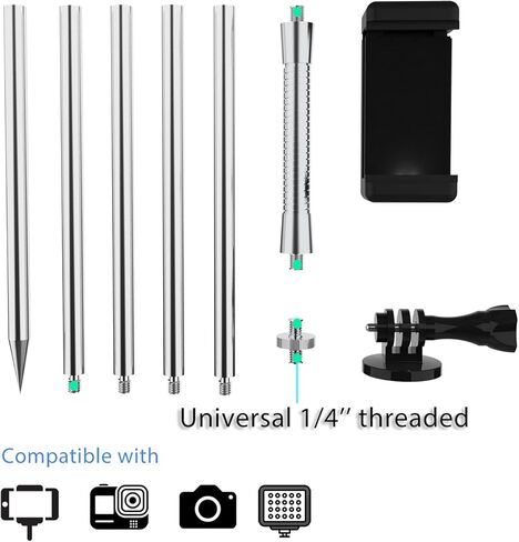 Ground Spike Stake Mount for Camera Phone Gopro, Outdoor Height Adjustable Smartphone Pole Stand, Travel Phone Tripod for Golf Swing Camping Beach Video Recording in Kuwait