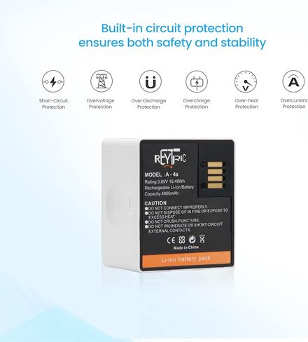 REYTRIC 4 عبوات من البطاريات القابلة لإعادة الشحن وشاحن LCD مزدوج VMA5400 متوافق مع كاميرا Arlo Ultra وUltra 2 وArlo Pro 3 وPro 4 VMC4040P 3.85V 4800mAh 18.48Wh A-4a in Kuwait