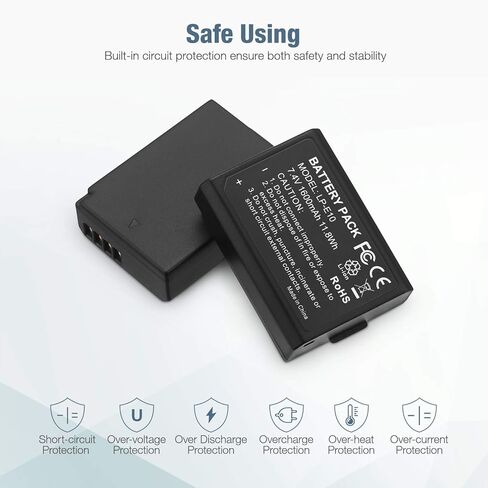 بطارية Magolin LP-E10 مكونة من قطعتين بطاريات بديلة LP E10 متوافقة مع EOS Rebel T7، T6، T5، T3، T100، 4000D، 3000D، 2000D، 1500D، 1300D، 1200D، 1100D والمزيد (ليس لـ T3i T5i T6i T6s T7i) in Kuwait