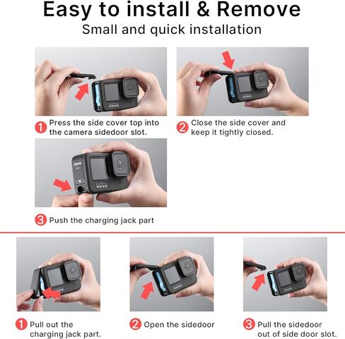 يولانزي سيليكت غطاء حماية G9-2 لكاميرا جوبرو هيرو 9/10 اسود، ملحق مدونة فيديو لباب شحن البطارية لكاميرا جو برو 9 10 اكشن in Kuwait