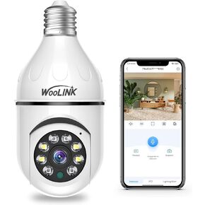 كاميرا مراقبة لمبة إضاءة WOOLINK 3MP - كاميرا لمبة إضاءة WiFi لاسلكية 2.4 جيجا هرتز، كاميرا بمقبس إضاءة E26/E27، رؤية ليلية ملونة، كشف الحركة، إشعار إنذار التطبيق in Kuwait