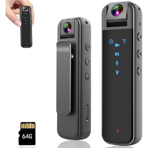 HONGHOO Body Camera with 1080P HD Recording in Motion Detection and Night Vision Function, Built-in 64GB Card Wearable Camera, 6 HR Battery,Body Cam for Home, Outdoor, Law Enforcement, Work Records in Kuwait