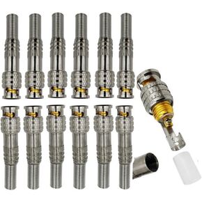 V-Fiabilidad 12 حزمة BNC ذكر موصلات محورية، BNC لحام RG59 RG6 محطة محورية مطلية بالذهب برغي على محول نحاسي لكابلات فيديو كاميرا مراقبة أمان المنزل CCTV in Kuwait