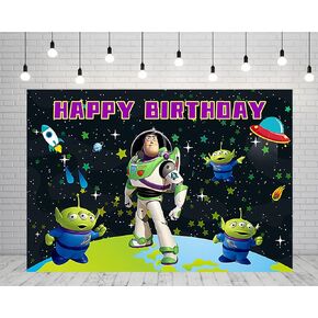 Cartoon Buzz Lightyear Backdrop for Party Supplies 5x3ft Outspace Photo Backgrounds Buzz Lightyear Theme Baby Shower Banner for Cake Table Decoration in Saudi Arabia