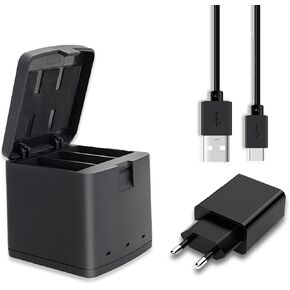 شاحن بطارية KWTOUL Hero 9/10/11 شاحن بطارية ثلاثي صندوق تخزين البطارية متوافق مع Gopro Hero 11/10/9 شاحن USB سريع للتخزين وقابس شاحن محول تيار متردد أمريكي in Kuwait