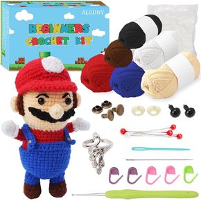 ALODNY Crochet Kit for Beginners,Christmas Crochet Kit for Beginners Adults,Knitting Kits Hooks Yarn Set with Step-by-Step Video Tutorials