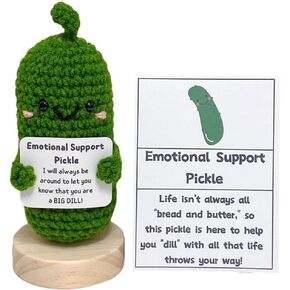 Handmade Emotional Support Pickled Cucumber Gift, Funny Birthday Gifts Knitted Cucumber with Positive Card Funny Decor Positive Potato Crochet for Encouragement Gifts for Friends in Kuwait