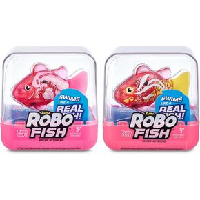 سمكة السباحة الروبوتية Robo Alive Robo Fish (أزرق مخضر + برتقالي) من ZURU يتم تنشيطها بالماء، يتغير لونها، وتأتي مع بطاريات، حصريًا من Amazon (عبوة من قطعتين) السلسلة 3 in Kuwait