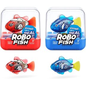 Robo Alive Robo Fish Robotic Swimming Fish (Teal + Orange) by ZURU Water Activated, Changes Color, Comes with Batteries, Amazon Exclusive (2 Pack) Series 3 in Kuwait