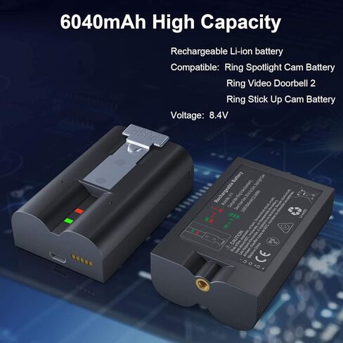 3 Packs 6040mAh Replacement Battery and Dual USB Charging Station Compatible with Ring, for Video Doorbell 2/3/4 and Spotlight Cam Battery 3.65V Lithium-Ion Batteries (Not for Stick Up Cam) in Kuwait