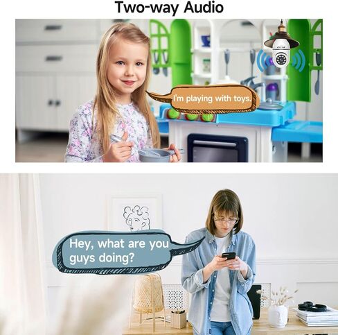 كاميرا مراقبة لمبة إضاءة WOOLINK 3MP - كاميرا لمبة إضاءة WiFi لاسلكية 2.4 جيجا هرتز، كاميرا بمقبس إضاءة E26/E27، رؤية ليلية ملونة، كشف الحركة، إشعار إنذار التطبيق in Kuwait