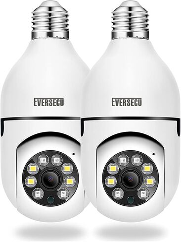 كاميرا Eversecu 1080P 2.0MP لاسلكية لمصباح الإضاءة PTZ مع موصل E27، تتبع الحركة التلقائي، صوت ثنائي الاتجاه، رؤية ليلية، تطبيق Tuya Smart Life App WiFi IP PTZ CCTV (عبوتان) in Saudi Arabia