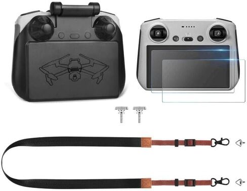 غطاء حماية من الشمس ميني 3 برو 2 في 1 للحماية من الشمس + طبقة واقية للشاشة من الزجاج المقوى (قطعتان) + حبل رقبة/حزام لملحقات دي جيه اي ميني 3 برو/ميني 3/مافيك 3 كلاسيك/مافيك 3 برو in Kuwait