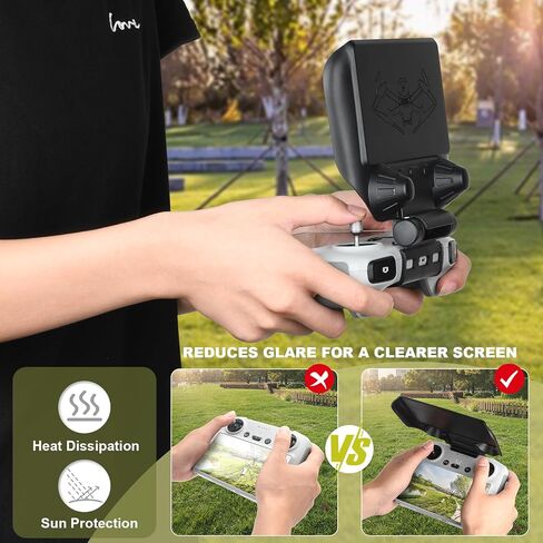غطاء حماية من الشمس ميني 3 برو 2 في 1 للحماية من الشمس + طبقة واقية للشاشة من الزجاج المقوى (قطعتان) + حبل رقبة/حزام لملحقات دي جيه اي ميني 3 برو/ميني 3/مافيك 3 كلاسيك/مافيك 3 برو in Kuwait