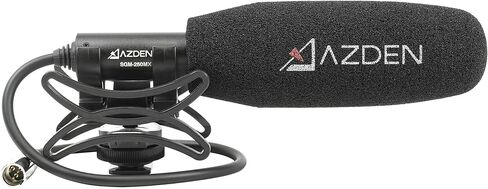 Azden SGM-250MX Professional Compact Cine Shotgun Microphone with Mini XLR Output | 6.02 Compact Shotgun, 13 Hardwired Mini-Xlr, DC 11-50v Phantom, Supercardioid, Includes Smh-X Shockmount, Windscreen, Pouch in Saudi Arabia